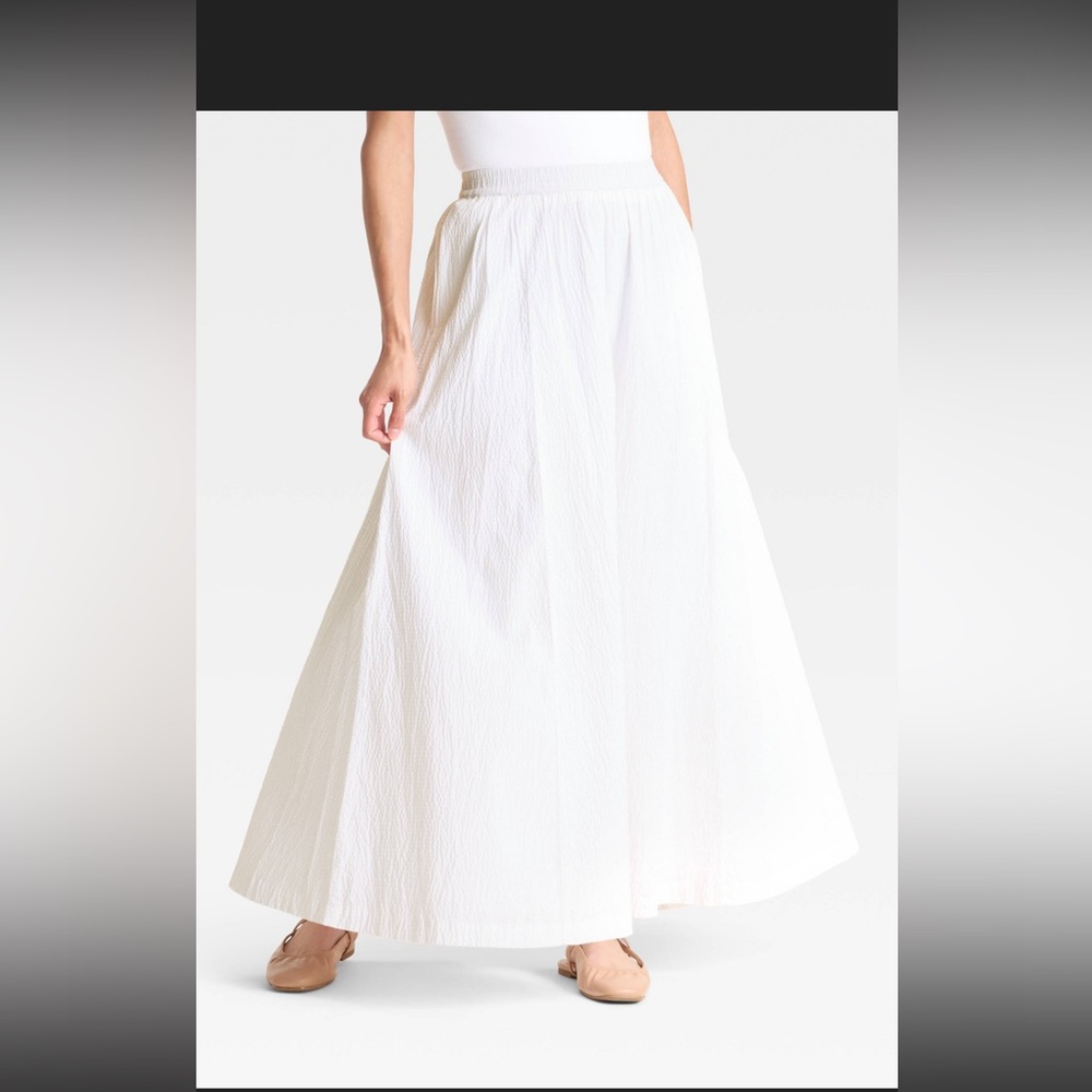A New Day Cream Maxi A-Line Skirt Pleated